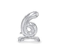 Palloncino Foil Mylar con Base Numero 6 Argento 70 cm