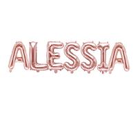 Palloncino FOIL MYLAR ROSA GOLD scritta nome ALESSIA 35 cm 0ZH8