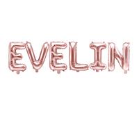 Palloncino FOIL MYLAR ROSA GOLD scritta nome EVELIN 35 cm 0ZIX