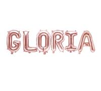 Palloncino FOIL MYLAR ROSA GOLD scritta nome GLORIA 35 cm 0ZJ2