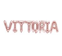 Palloncino FOIL MYLAR ROSA GOLD scritta nome VITTORIA 35 cm 0ZHW