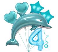 Palloncino Foil Ragazzo Delfino Blu 4° Compleanno Set Palloncini Delfino Blu Ragazzo Palloncino Numero XL Palloncino Foil Numero 4 Palloncini Animali Marini Palloncino Foil Numeri 4 Palloncino Foil St