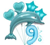 Palloncino Foil Ragazzo Delfino Blu 9° Compleanno Set Palloncini Delfino Blu Ragazzo Palloncino Numero XL Palloncino Foil Numero 9 Palloncini Animali Marini Palloncino Foil Numeri 9 Palloncino Foil St