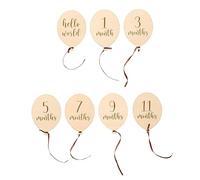 ＡＷＨＡＯ Palloncino Foto Pietra miliare in Legno Palloncino in Legno Chilometraggio Pezzo Segno di Compleanno Biglietto da 1 a 12 Mesi Pietra miliare mensile, 7 Pezzi