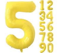 Palloncino giallo da 40 pollici, grande giallo, 5 giallo, per compleanno, palloncino, giallo, in pellicola, numero 5, elio, 5 ragazze, ragazzi, decorazione di compleanno, anniversario, festa