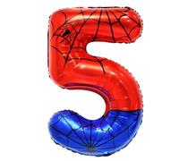 Palloncino gigante a tema ragnatela numero 5, 101 cm, decorazioni di compleanno, numero rosso e blu, palloncini in lamina per feste e anniversari