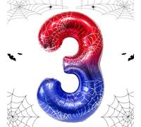 Palloncino gigante con ragno da 40 pollici, decorazione per il 3° compleanno, numero 3, con ragnatela, motivo ragno, palloncini in pellicola per ragazzi e ragazze, decorazione per feste di compleanno