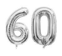 Palloncino gigante digitale con numero 60 argento, decorazioni per il 60° compleanno per uomini o donne, grandi palloncini in Mylar con numeri grandi, 101 cm, per feste di compleanno, anniversari