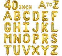 Palloncino gigante XXL in mylar con lettera D, 101 cm, gigante, singolo, in alluminio, decorazione per feste di compleanno, baby shower (oro D)