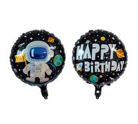 Palloncino Happy Birthday Astronauta, 45 cm, rotondo, riempito con amore, decorazione ideale per feste di compleanno, feste, idee regalo, elio e aria (nero, pianeta, razzo)