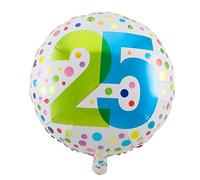 Palloncino in alluminio a pois Happy Bday 25 anni - 45 cm