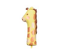 PartyDeco Palloncino in foil Giraffa numero 1 – Decorazione per il primo compleanno