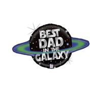 Palloncino in Foil Best Dad in The Galaxy, Decorazione Spaziale, 79 cm, Nero e Blu, Festa del Papà