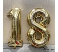 Palloncino in foil dorato a forma di numero 40", ottimo per decorazioni di compleanni, anniversari e feste, rientro a scuola, San Valentino 7,5,9,2,3,4,6,8,1,0,18,Argento 16 pollici numero 8PET
