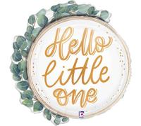 Palloncino in Foil 'Hello Little One' con Eucalipto, 66 cm, Bianco e Oro