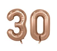 Palloncino in foil numero 40 cm in oro rosa per riempimento ad aria - per compleanno, matrimonio, ecc. - Palloncino in oro rosa con disegno numerico, regalo di palloncino numero gigante (numero 30)