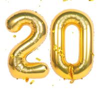 Palloncino in oro con numeri 20 20° compleanno, decorazione in pellicola, numero 20, numero gigante, palloncino 20, festa, matrimonio, compleanno, numero 20