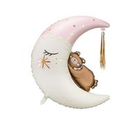 PartyDeco Palloncino in plastica con orsetto sulla luna 80 x 98 cm Misto