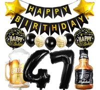 palloncino Kit compleanno 47 Anni Donna, Palloncini Nero Oro per Feste di compleanno Uomo, Decorazioni Bottiglia Vino Birra OunceWine