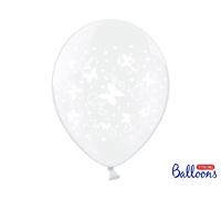 Palloncino lattice cm. 30 strong trasparente "Butterfly white" - Blister 50 pezz