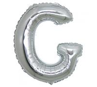 PALLONCINO LETTERA G - pallone Foil Mylar ARGENTO LUCIDO 21 cm - con Valvola Auto bloccante - ALFABETO per creare a tuo piacimento il NOME o la frase che desideri per compleanni, feste, party ecc.