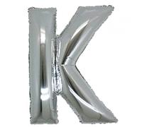 PALLONCINO LETTERA K - pallone Foil Mylar ARGENTO LUCIDO 21 cm - con Valvola Auto bloccante - ALFABETO per creare a tuo piacimento il NOME o la frase che desideri per compleanni, feste, party ecc.