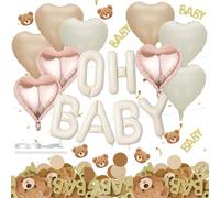Palloncino Lettera "OH BABY" - 16 Pollici Colore Crema Beige,Decorazione per Baby Shower, Compleanni,Ideale per Neonati Maschi e Femmine