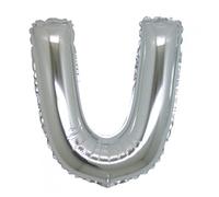 PALLONCINO LETTERA U - pallone Foil Mylar ARGENTO LUCIDO 21 cm - con Valvola Auto bloccante - ALFABETO per creare a tuo piacimento il NOME o la frase che desideri per compleanni, feste, party ecc.