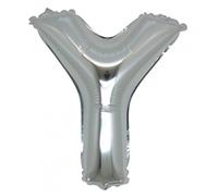 PALLONCINO LETTERA Y - pallone Foil Mylar ARGENTO LUCIDO 21 cm - con Valvola Auto bloccante - ALFABETO per creare a tuo piacimento il NOME o la frase che desideri per compleanni, feste, party ecc.