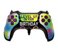 Palloncino Livello Up Controller,Palloncino Foil Happy Birthday "Level Up",Palloncini per Videogiochi,Regalo Compleanno,Tema Gamer,Decorazione per Festa di Compleanno,56 cm