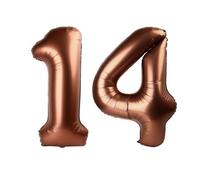Palloncino marrone scuro numero 14 101,6 cm, marrone caffè 14 palloncini numeri, decorazioni per il 14° compleanno, cioccolato 14 anni ragazze ragazzi forniture per feste