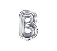 PartyDeco Palloncino Mylar a Forma di Lettera B Argento 35 cm Compleanno Adulto Bambino