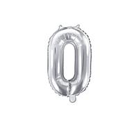 Palloncino Mylar a Forma di Numero 0 Zero Argento 35 cm Compleanno Adulto Bambino