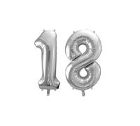 Palloncino Mylar a Forma di Numero 18 Argento 86 cm per Compleanni Anniversari