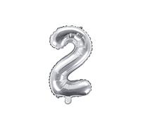 Palloncino Mylar a Forma di Numero 2 Due Argento 35 cm Compleanno Adulto Bambino