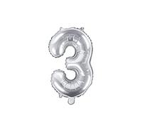 Palloncino Mylar a Forma di Numero 3 Tre Argento 35 cm Compleanno Adulto Bambino