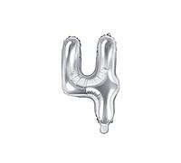Palloncino Mylar a Forma di Numero 4 Quattro Argento 35 cm Compleanno Adulto Bambino