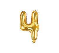 Palloncino Mylar a Forma di Numero 4 Quattro Oro 35 cm Compleanno Adulto Bambino Capodanno