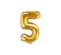 Palloncino Mylar a Forma di Numero 5 Cinque Oro 35 cm Compleanno Adulto Bambino Capodanno