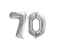 Palloncino Mylar a Forma di Numero 70 Argento 86 cm per Compleanni Anniversari