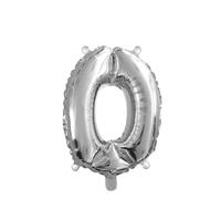 Palloncino Mylar Numero 0 Argento Medio 14'' 35 cm
