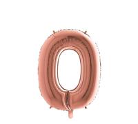 Palloncino Mylar Numero 0 Rosa Gold Medio 14'' 35 cm