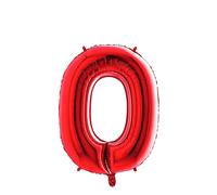 Palloncino Mylar Numero 0 Rosso Medio 14'' 35 cm