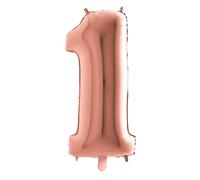 Palloncino Mylar Numero 1 Rosa Gold Grande 40'' 101 cm