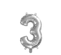 Palloncino Mylar Numero 3 Argento Medio 14'' 35 cm