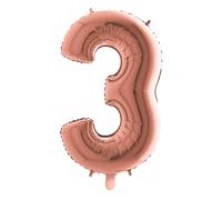 Palloncino Mylar Numero 3 Rosa Gold Grande 40'' 101 cm