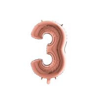 Palloncino Mylar Numero 3 Rosa Gold Medio 14'' 35 cm