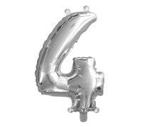 Palloncino Mylar Numero 4 Argento Grande 40'' 101 cm