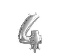 Palloncino Mylar Numero 4 Argento Medio 14'' 35 cm