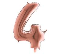 Palloncino Mylar Numero 4 Rosa Gold Grande 40'' 101 cm